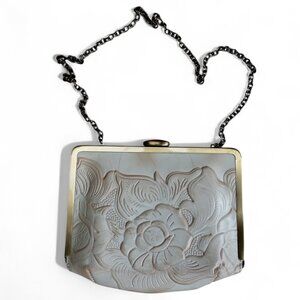 PATRICIA NASH Ivory Tooled Leather Floral Purse Bag
